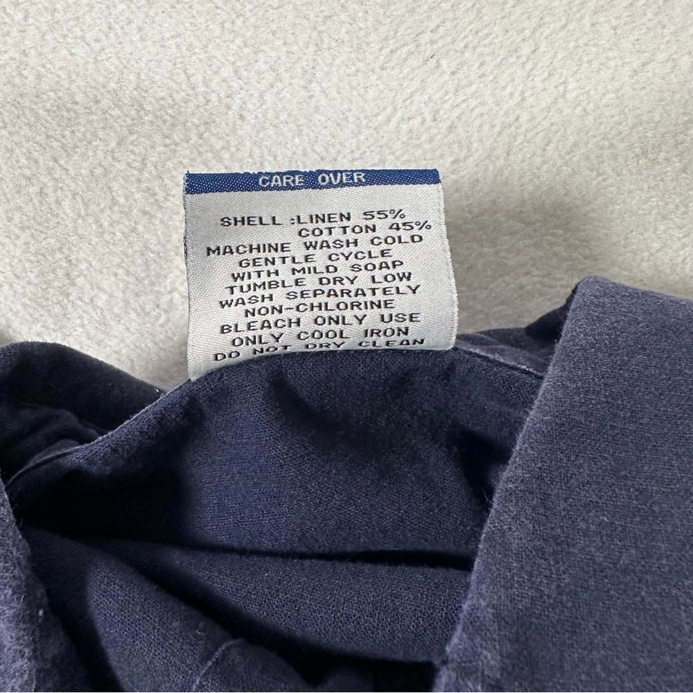 Vintage Budabean Linen Shirt Navy Blue Short Sleeve Button Down Men’s Large - Picture 5 of 5